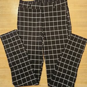 Active USA Black and White Grid Pattern Pants